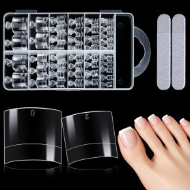 Kiiwah 240 Pièces Faux Ongles Pieds, 12 Tailles Courtes Capsule Ongle Pied Acrylique Clair Ongle Pied avec Boîte pour Fmmes Fill