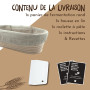 riijk Banneton à Pain + Racleur de Pâte - Panier Naturel (Oval, Ø 35 cm) pour Faire Son Propre Pain - Tissu en Lin Inclus - Serr
