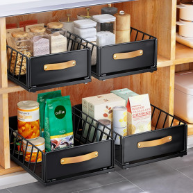 Tiroir Coulissant Cuisine, Organiseur D'armoire Coulissant Fixé Avec Un Nano Film Adhésif, étagères De Garde-Manger Coulissantes