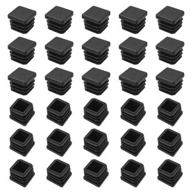 SyiXute 30 Pièces Bouchons Carrés, Embout Noir pour Tuyau 20x20 mm, Pied de Chaise Tube Carré, Capuchon Plastique pour Meuble et