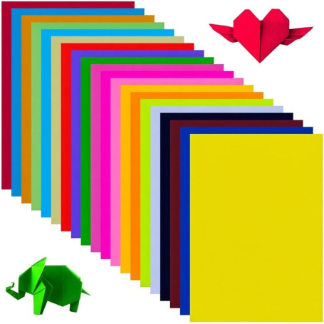 Papier Origami Coloré 200 Feuilles, 20 Couleurs Vives, A4 papier Coloré Papier Double Face Origami Pastel, pour Adultes, Bricola