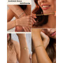 ZHESHY Bracelet Femme Argent Or Plaqué Or 14k Réglable Empilable Chaîne Bracelets Coeur Perle Love Scintillante Lot Bracelets Pe