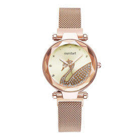 Montre-Bracelet pour Femme, Paillettes Bling Conçu Quartz Analogique Montre pour Femme avec Bracelet en Maille de Milan