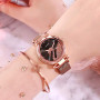 Montre-Bracelet pour Femme, Paillettes Bling Conçu Quartz Analogique Montre pour Femme avec Bracelet en Maille de Milan