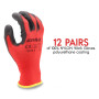 EDIMAX, Gants de Travail, Lot de 12 Paires, Anti Coupure, Resistant aux Abrasion, Niveau 3, Revêtement en Nylon PU, Polyvalent, 
