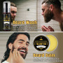 Cadeau Noel Homme,Kit De Coffret Soin Barbe Homme Complet Produit avec Shampoing,Huile Barbe,Peigne,Brosse,Ciseaux,Baume a Barbe