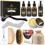 Cadeau Noel Homme,Kit De Coffret Soin Barbe Homme Complet Produit avec Shampoing,Huile Barbe,Peigne,Brosse,Ciseaux,Baume a Barbe