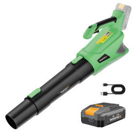 WORKPROX Souffleur de Feuilles Axial sans Fil 20V, Souffleur à Batterie 4,0 Ah avec Chargeur, Vitesse d'air Maximale 144 km/h et