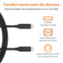Amazon Basics Câble de charge rapide USB-C vers USB-C 4, 40 Gbit/s, vidéo 8K, 240 W, Thunderbolt 4/3, certifié USB-IF, pour Appl