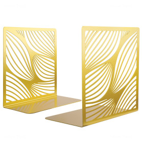 NiHome Serre-Livres décoratifs en métal doré pour étagères, Serre-Livres pour contenir des Livres, décoration d'étagère pour la 