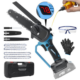 Mini Tronçonneuse 8 et 6 Pouces, Tronconneuse Electrique Sans Balais Compatible avec Batterie Makita 18V, Avec chaînes en alliag