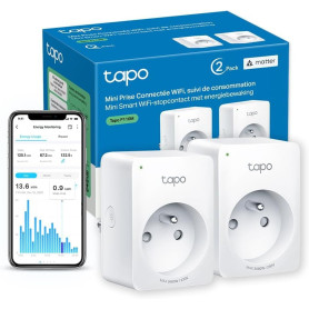 Tapo Matter Prise Connectée WiFi, Suivi de consommation, 16A Type E, Compatible avec Alexa, Google Home et SmartThings, Contrôle
