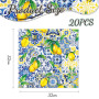Kotkiddy 20 Serviettes en Papier Citron Carreaux Bleus Jaunes Serviettes jetables décoration de Table pour fête