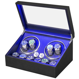 ANWBROAD Remontoir à Montre Ecrins pour Montres Automatiques pour 4 +6 Boîte à Remontoir de Rangement Supersilencieux Luxueux Wa