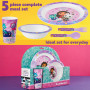 Get Trend Gabby's Dollhouse Set Vaisselle Enfant 5 Pièces, Assiette Bol Tasse Cuillère Fourchette Plastique Réutilisable, Sans B