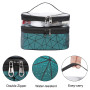 Trousse de Maquillage Portable Double Couche Trousse de Toilette Imperméable Pochette Sac Cosmétique de Voyage Vanity Case avec 