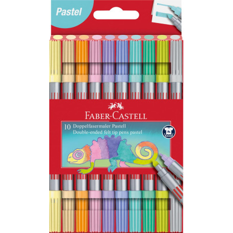 Faber-Castell 151112 Lot de 10 feutres à double fibre pastel pour enfants et adultes