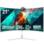 Gawfolk Écran PC 27 Pouces incurvé 280Hz Gaming Computer Moniteur, 1800R,1ms，FHD 1080p, 178 ° Grand Angle,Ultra - Mince Lunette,