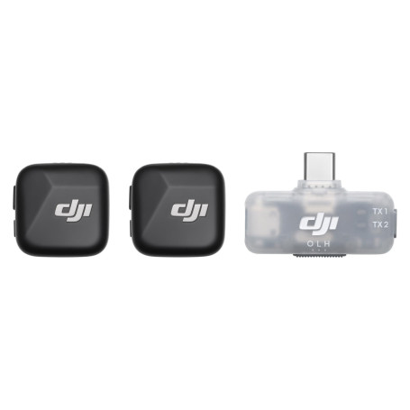 DJI Mic Mini (2 TX + 1 RX Mobile), Microphone sans Fil pour iPhone/Android, prêt à l’Emploi, Compact et léger, appairage Entre m