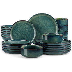 vancasso Série STARRY Service de Table 24 Pièces en Grès, Service Vaisselle 6 Personnes, avec 6 Assiettes Plates, 6 Assiettes à 