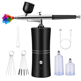 WIYETY Kit aérographe avec compresseur : pistolet aérographe portable multi-fonctions, portable rechargeable pour la décoration 