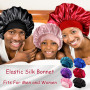 FOUNSHO 6 Pièces Bonnet Satin Cheveux Nuit pour Dormir, Élastique Souple Bonnet Satin en Soie pour Femme Hommes et Fille, Adapté