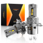 FREERAP Ampoule H4 LED 32000LM, 100W 600% 6500K Lumière Blanche, 1:1 Halogène Mini Taille, 70000+ Heures De Vie, Plug and Play I