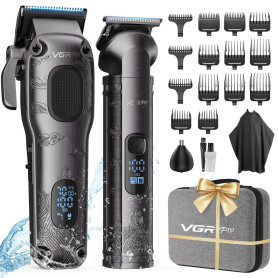 Vgrpro Tondeuse Cheveux Homme Professionnelle, Tondeuse Barbe Sans Fil pour Coupe de Cheveux, Kit Tondeuse et Tondeuse Barbe Hom