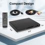 Lecteur DVD HD, DVD-168 Lecteurs DVD Toutes Régions pour TV, Lecteur DVDs CD pour Système Stéréo Domestique avec Entrée USB, Sor