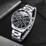 SAPPHERO Montre Homme en Acier Inoxydable Chronographe 50M Etanche Montres Analogique Quartz Date Classique Luxe Mode Montres Ca