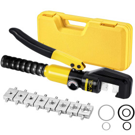 Solsop Pince à Sertir Hydraulique Pression 10T avec 9 Ensembles de Moules à Sertir 4-70 mm² pour Cosses de Câble en Cuivre et Al