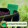 Sac de Plantation 15l - 3 Sacs a Plantes avec Fenêtre et Étiquettes - Pot Geotextile pour Plantes, Fleurs, Fruits