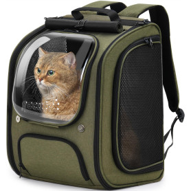 Pecute Sac Transport Chat Petit Chien Extensible, Sac a Dos Chat Respirant, Sac de Transport pour Chat avec Matelas en Peluche A
