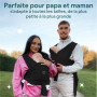 Koala Babycare Une écharpe de portage facile à enfiler, réglable, unisex - Porte-bébé multifonctionnel pour jusqu’à 9 kg - Noir 