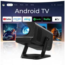 Mini Projecteur Supporte 4K 1080P Full HD Wi-FI 6 & Bluetooth 5.4 Android 14 Apps intégrées Portable Vidéoprojecteur, Auto Keyst