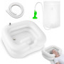Bac a Shampoing Domicile Gonflable, Bac pour Laver Les Cheveux avec Pommeau de Douche, Sac à Eau et 1m Tuyau de Vidange, Lavabo 
