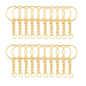 100 pièces Anneau Porte Cle,Or Porte Cles Porte Clé Doré 25 mm Anneaux de Porte-clé en Acier Métal Anneaux de Porte-clé, pour Fa