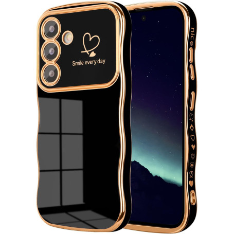 Keteen Coque Compatible avec Samsung Galaxy S24 FE, Étui Bord Forme Ondulé Bouclée Coeur Mignon d'amour Dessin Case Ultra Fine G