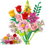 Bouquet de Fleurs à Construction, 11 Fleurs Déco Artificielles en Briques avec 5 Roses, 765 Pièces, Cadeau Femme Fête des Mères 