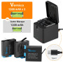 Vemico Hero 8 Chargeur de Batterie Kit 3x1500mah Batterie de Remplacement avec Chargeur USB 3 canaux LED Type-C pour Hero 8 Blac