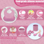 Dazhtu Assiette bebe Set, 11 Pièces Coffret Repas Bebe Silicone, Vaisselle Assiette ventouse pour bébé, Bavoir Silicone Bebe, Cu