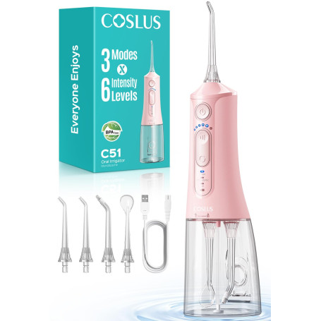 COSLUS Jet Dentaire Hydropulseur Irrigateur Oral: 3 Modes & 18Niveaux, Pic Dentaire Eau pour Orthodontie, Appareil Dentaire, Gen