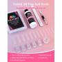 EBANKU 120PCS Poppit Ongle Kit pour Orteils 75ml Slip Solution, Longue Carré Capsules Popits Ongle Pédicure d'extension Kit Matt