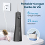 AUIEI Jet Dentaire Hydropulseur Portable Water Flosser, Irrigateur Oral 5 Modes et 8 Buses,Réservoir 300ML, USB Chargé, Étanche 
