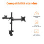 Amazon Basics Support à bras réglable pour deux écrans, peut accueillir des écrans allant jusqu’à 32" (81.3 cm), Noir