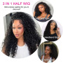 Perruque Bresilienne Half Wig Human Hair 200 Densité Deep Wave Glueless Headband Wigs Perruque Femme Naturelle Cheveux Human Hai