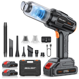 SEALIGHT Aspirateur à Main, 35000PA Aspirateur Voiture Puissant avec Moteur sans Balai, 2er Batteries Rechargeables, Mini Aspira