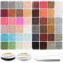 EuTengHao Perles de Rocaille en Verre 8/0 pour Kit de Fabrication de Bracelets, Colliers, Bijoux - 3mm, 48 Couleurs, Dépoli et L