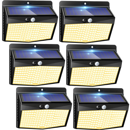 Peasur Lampe Solaire Exterieur Detecteur de Mouvement Lot de 6, LED Lumiere Extérieur avec Détecteur, 3 Modes/etanche Spot Solai