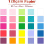 100 feuilles - 120g Tonpapier A4 couleur, Bastelpapier couleur papier imprimant - 25 couleurs